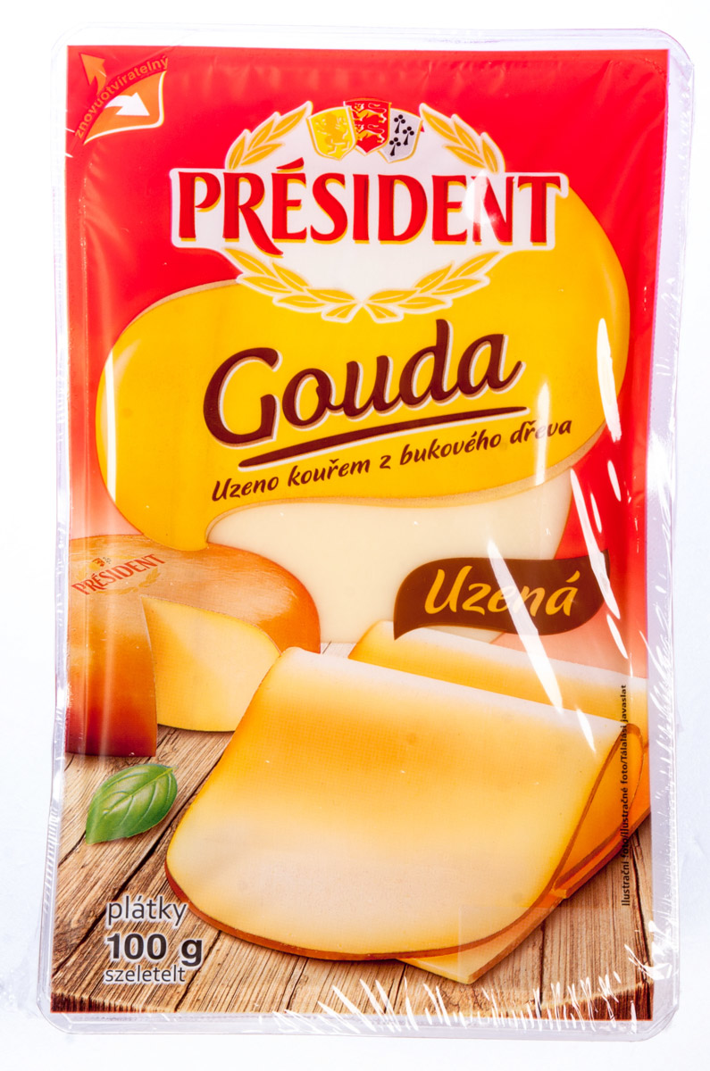 Gouda plátky uzený Président 3 x 100 g