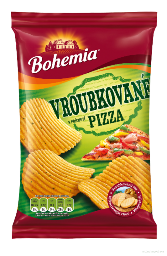 Bohemia Chips vroubkované s příchtí pizza 65g