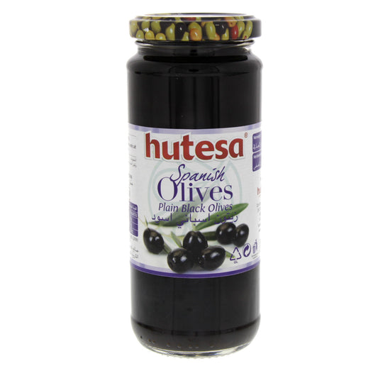 Černé olivy celé bez pecky Hutesa sklenice 400 g