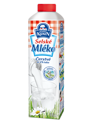 Čerstvé mléko plnotučné  Kunín 3,5%