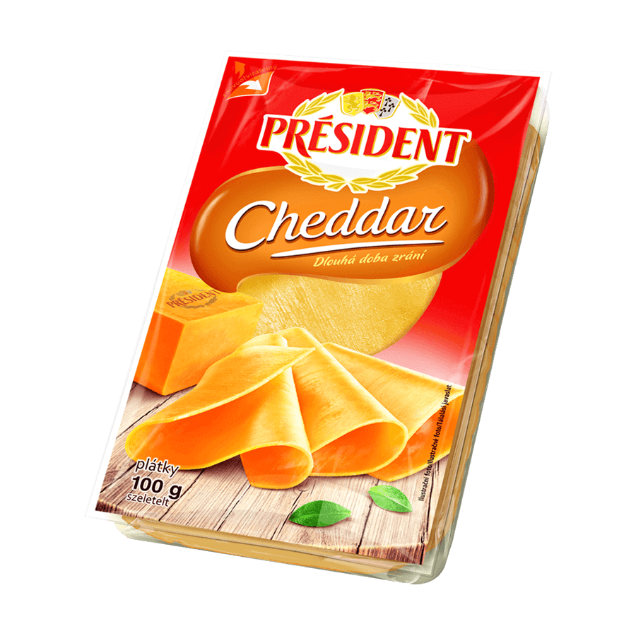 Cheddar plátky président 100 g