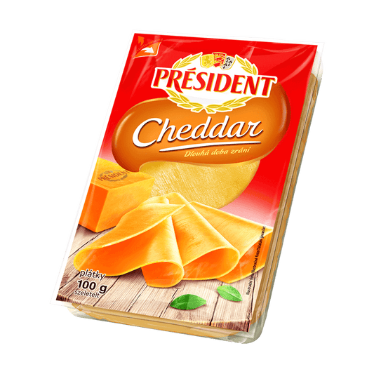 Cheddar plátky président 100 g