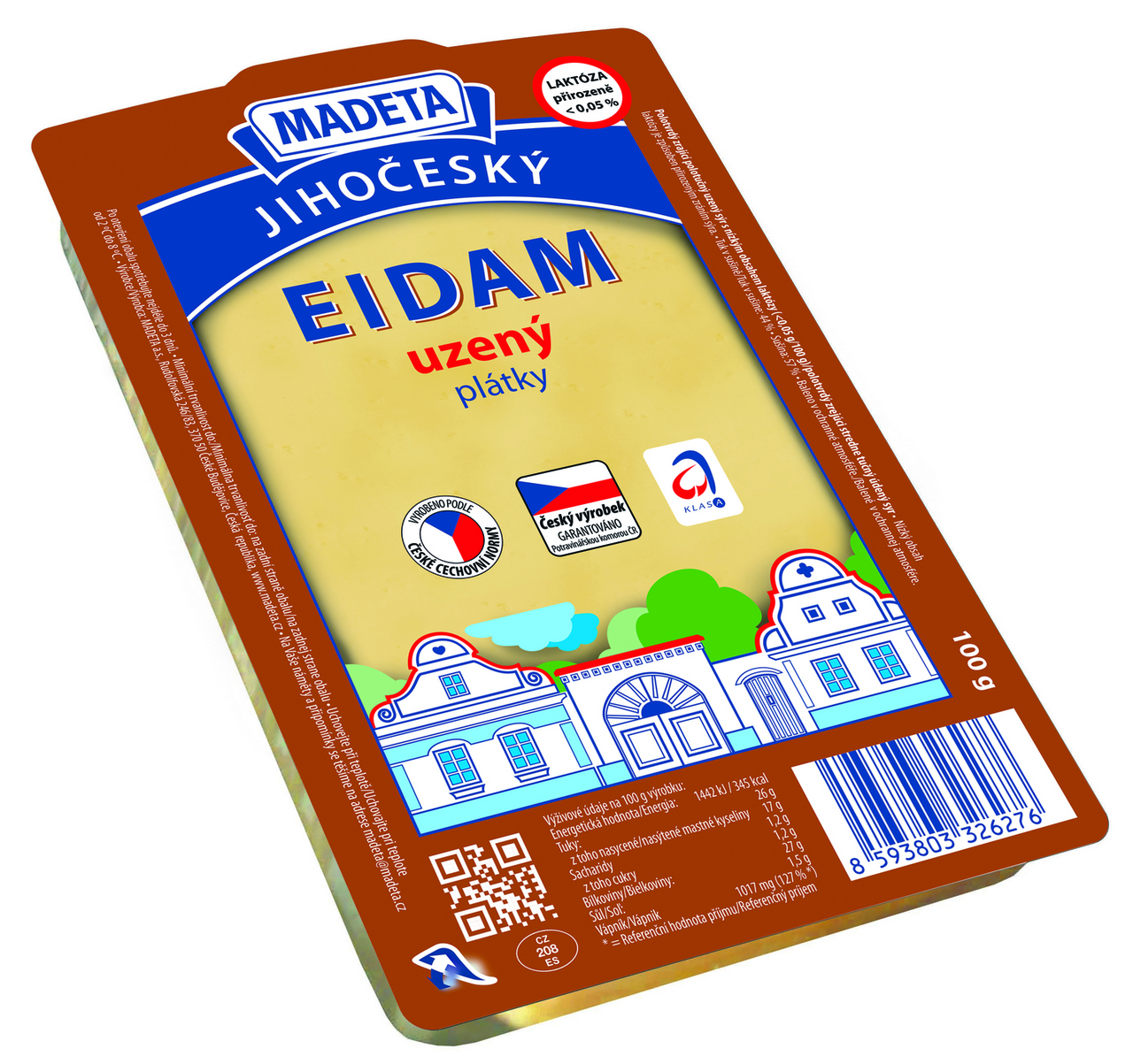 Eidam 44% plátky uzený Madeta 100g