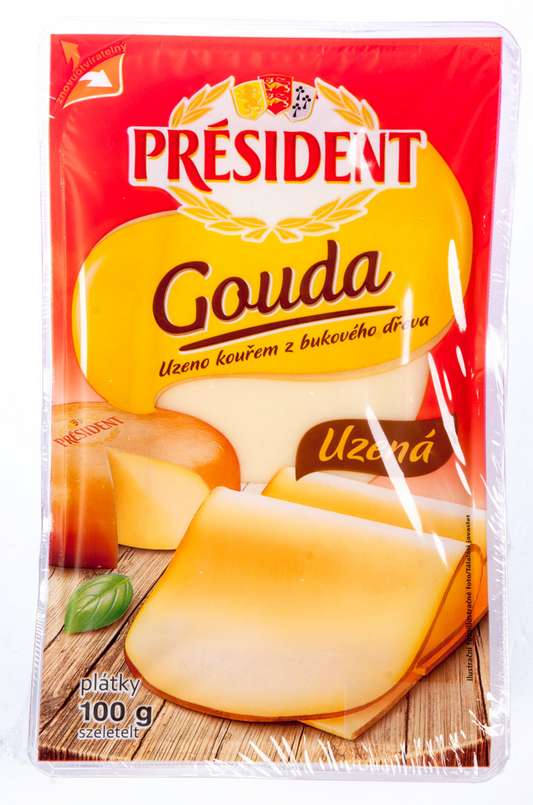 Gouda plátky uzený Président 3 x 100 g