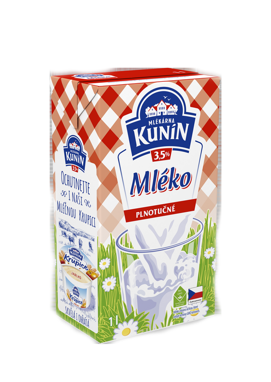 Trvanlivé mléko plnotučné Kunín 12 x 3,5%