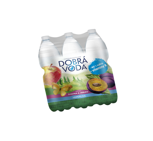 Dobrá voda ochucená neperlivá švestka/ jablko 6x 1,5