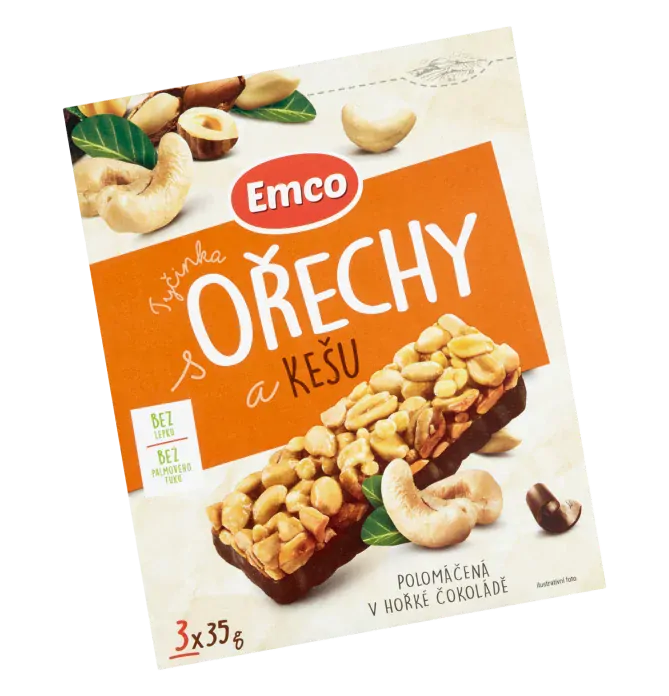Emco Tyčinka kešu/ ořechy 3 x 35g