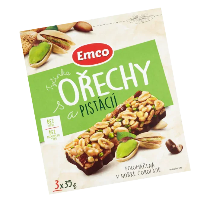 Emco Tyčinka pistácie / ořechy 3 x 35g